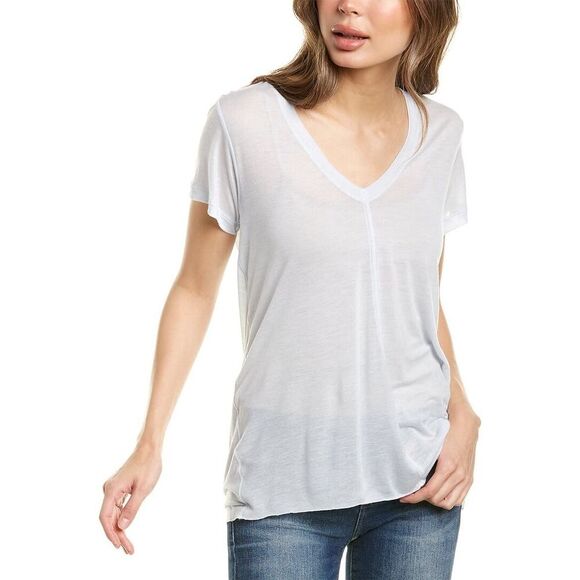 Helmut Lang Women's Kinetic Jersey Deep V Neck Tee Shirt S NWT 160 Opal - Picture 1 of 2